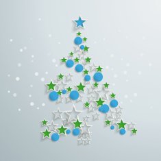 Green Christmas Tree Red Blue Star