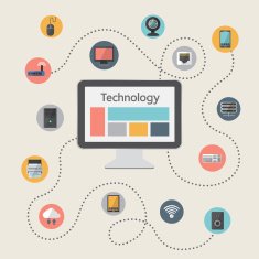 Concept of computer and connected mobile devices with data storage