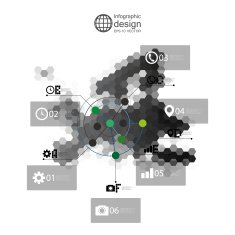 Europe map infographic template for business design hexagonal design vector