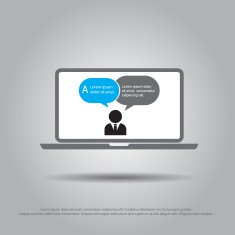 people speech in laptop vector icon