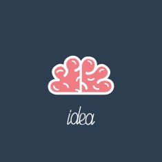 Big pink brain Business Idea concept Flat design