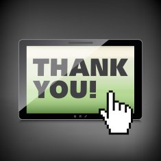 Thank you words display on High-quality tablet screen