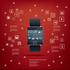Realistic smart watch concept design with computer icons for applications N3