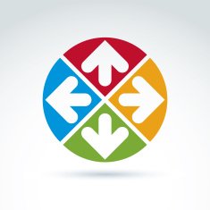 Vector abstract round icon with four arrows symbol