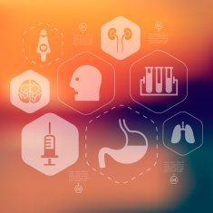 medicine infographic with unfocused background N95