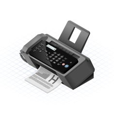 Isometric Fax Machine Vector Illustration