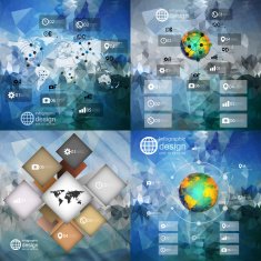 Infographic templates set for business design triangle design vector illustration
