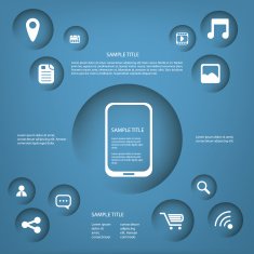 Smartphone or tablet infographics vector illustration with applications buttons N2