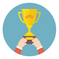 Hands holding winner cup vector illustration