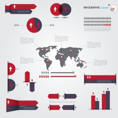 Basic infographics set and world map Vector Illustration