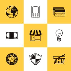 Set of flat vector icons Commercial finance and services