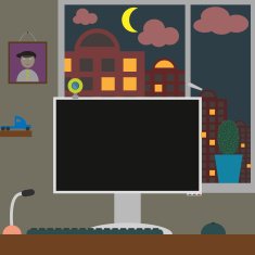 Flat vector illustration workspace Room with home N2