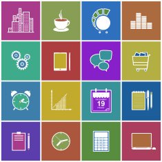 Stylish modern flat icons collection Vector illustration