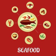 Seafood flat infographic design