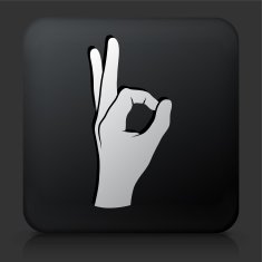 Black Square Button with Perfection Hand Icon N2