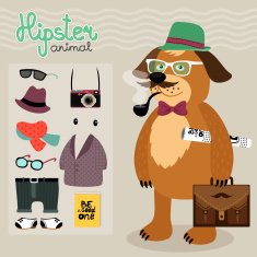 Hipster elements for puppy dog N2