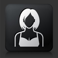 Black Square Button with Woman Face N21