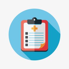 clinical record flat icon with long shadow N10