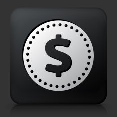 Black Square Button with Money Coin Icon