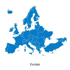 Detailed vector Europe Political map with borders N2