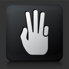 Black Square Button with Three Fingers Icon N2