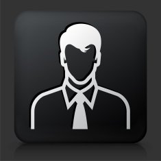 Black Square Button with Male Face Icon N65