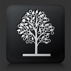 Black Square Button with Tree N2