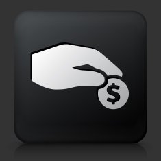 Black Square Button with Giving Money Icon N2