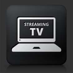 Black Square Button with TV on Laptop