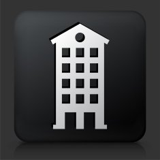 Black Square Button with Building Icon N43