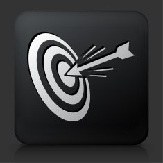 Black Square Button with Hitting Target Icon N2