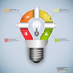Infographics torn paper light bulb vector design template