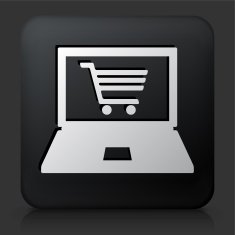 Black Square Button with Online Shopping Icon N3