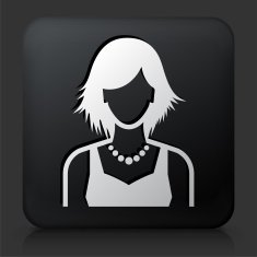 Black Square Button with Female Face Icon N40