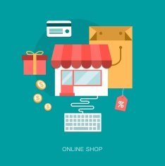 modern vector on line shop concept illustration