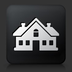 Black Square Button with House N6