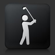 Black Square Button with Golf Icon N4