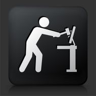 Black Square Button with Breaking Computer