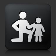 Black Square Button with Father &amp; Daughter