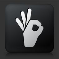 Black Square Button with Perfection Hand Icon N3