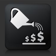 Black Square Button with Watering Money Icon