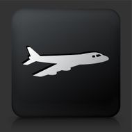Black Square Button with Airplane Icon N9