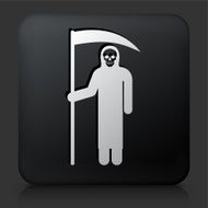 Black Square Button with Grim Reaper Holding Scythe