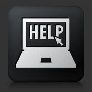 Black Square Button with Computer Help Icon
