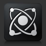 Black Square Button with Atom Icon N3