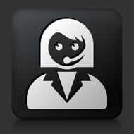Black Square Button with Customer Service Icon N5