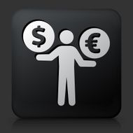 Black Square Button with Currency Trade Icon