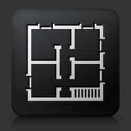 Black square button with Bluepring of a House
