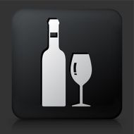Black Square Button with Wine Icon