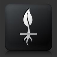 Black Square Button with Growing Plant N10